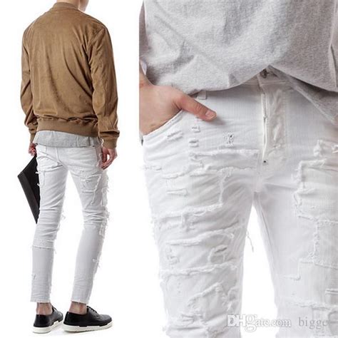 white damage jeans|More.